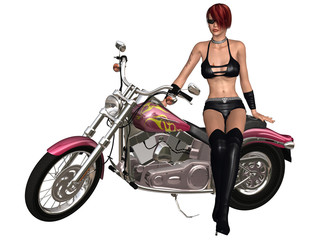 Sexy biker girl and her bike