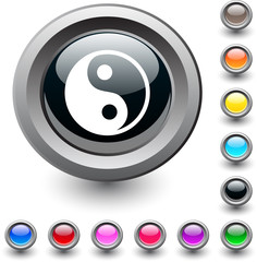 Ying yang   round button.