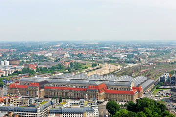 Der Bahnhof in Leipzig von oben