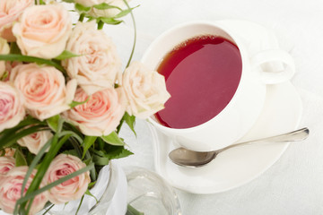 cup of tea on holiday table