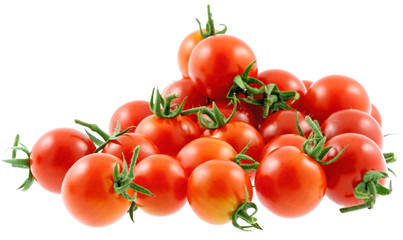 tomates cerises, fond blanc