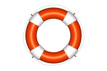 Orange life buoy with rope isolated