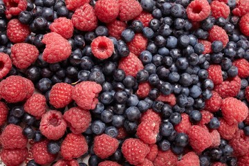 fresh blueberries and raspberries