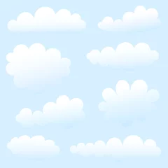 Papier Peint photo Lavable Ciel nuages de dessin animé contre le ciel bleu