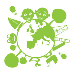 children, nature and park background