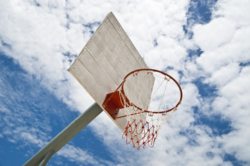 Basketball net in sunny