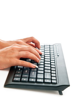 Female hands on keyboard
