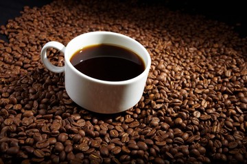 coffee beans with white cup