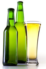 Beer bottle and glass