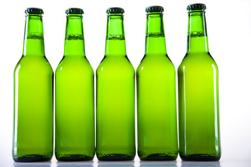 Bottles of beer against a white background