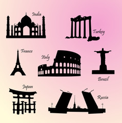 Landmarks countries of the world