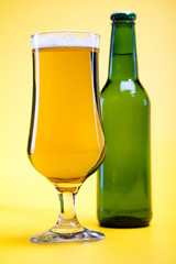 Beer bottle and glass