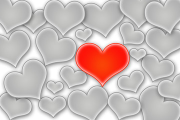 Obraz na płótnie Canvas red heart, romantic love, white background