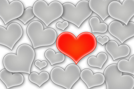 red heart, romantic love, white background