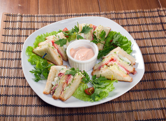 Canape with ham and egg