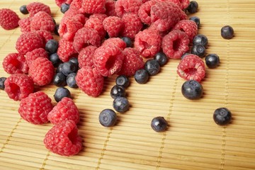 fresh blueberries and raspberries