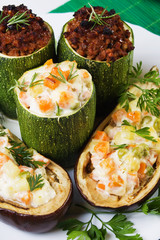 Stuffed zucchini and aubergine