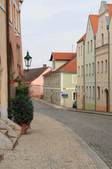 Fototapeta na wymiar Nice street in a small Czech town