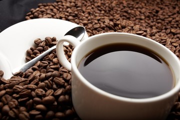 coffee beans with white cup