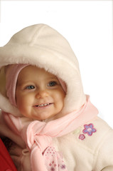 The baby in winter clothes