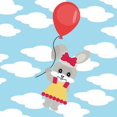 hare with balloon in sky