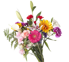 Bouquet of flowers on white background