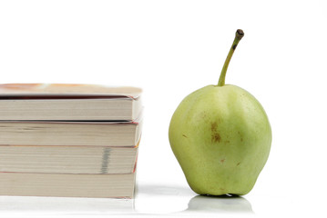 pear and book