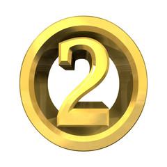 3d number 2 in gold