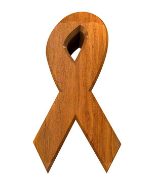 aids hiv symbol in wood (3d)
