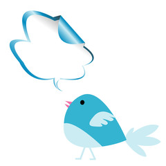Blue bird with chat bubble