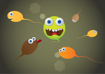 group of sperms in the space - illustrated