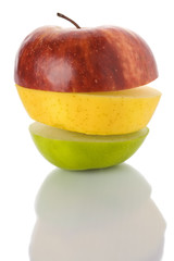 Red, yellow and green mixed apple fruits traffic-light isolated