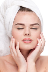 Close-up of woman with perfect health skin