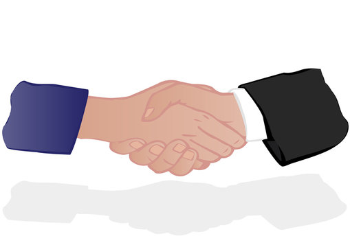 Vector illustration hand shake of partners of the man and the wo