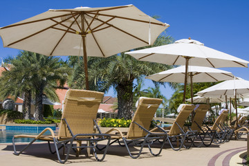 Beautiful swimming pool at an Asian resort.