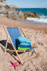 Beach chair with towels