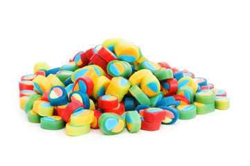 Colourful sweets isolated on the white background