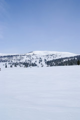 Western Sayan mountains. Ergaky. Siberia. Russia in winter time.