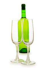 Bottle and glass isolated on the white