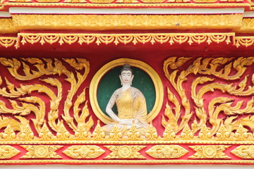art on gable, Wat Charoenphon, Tha Kon Yang, Kantarawichai