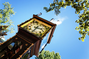 Die berühmte Steam Clock in Gastown, Vancouver, Kanada