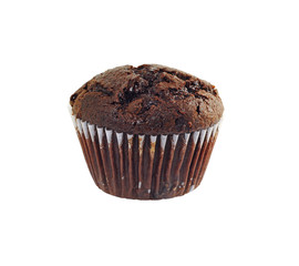 Chocolate muffin isolated on white background