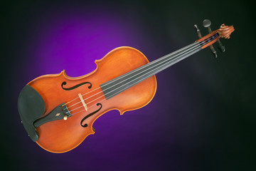 Violin antique isolated on Purple