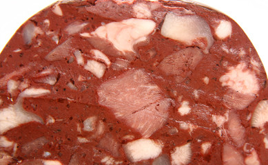 Traditional sausage: Headcheese in close up