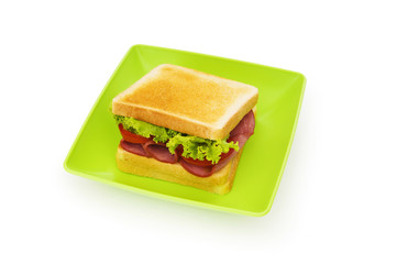 Tasty sandwich isolated on the white background