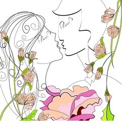 Poster Bruidspaar met bloemen © Regina Jersova