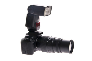 Dslr camera, isolated on white