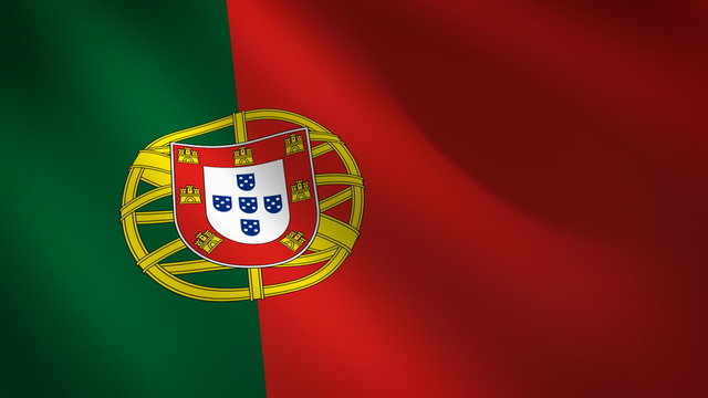 Bandera de Portugal ondulante al viento. Bucle continuo