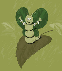 caterpillar eager to fly illustration