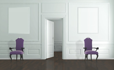 Stanza vuota tele e sedie